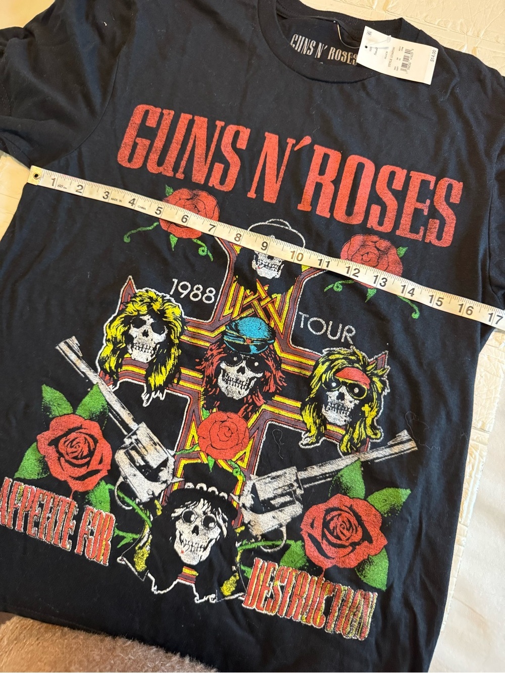 New Guns N' Roses Black 1988 Tour Graphic Short-Sleeve Tee 100% Cotton Unisex S - Picture 5 of 7
